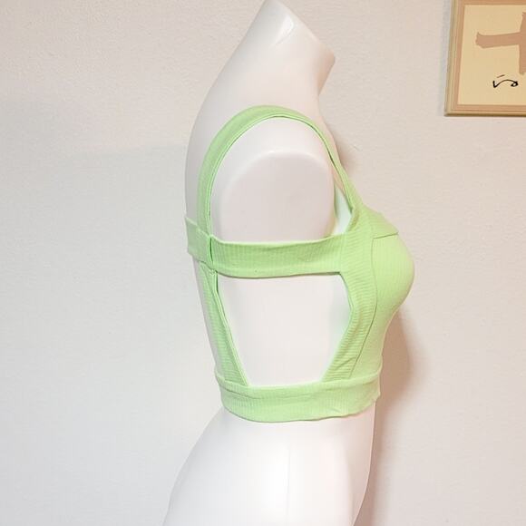 Urban Outfitters New lime Izzy square neck open back ribbed crop tank size S - Picture 4 of 13